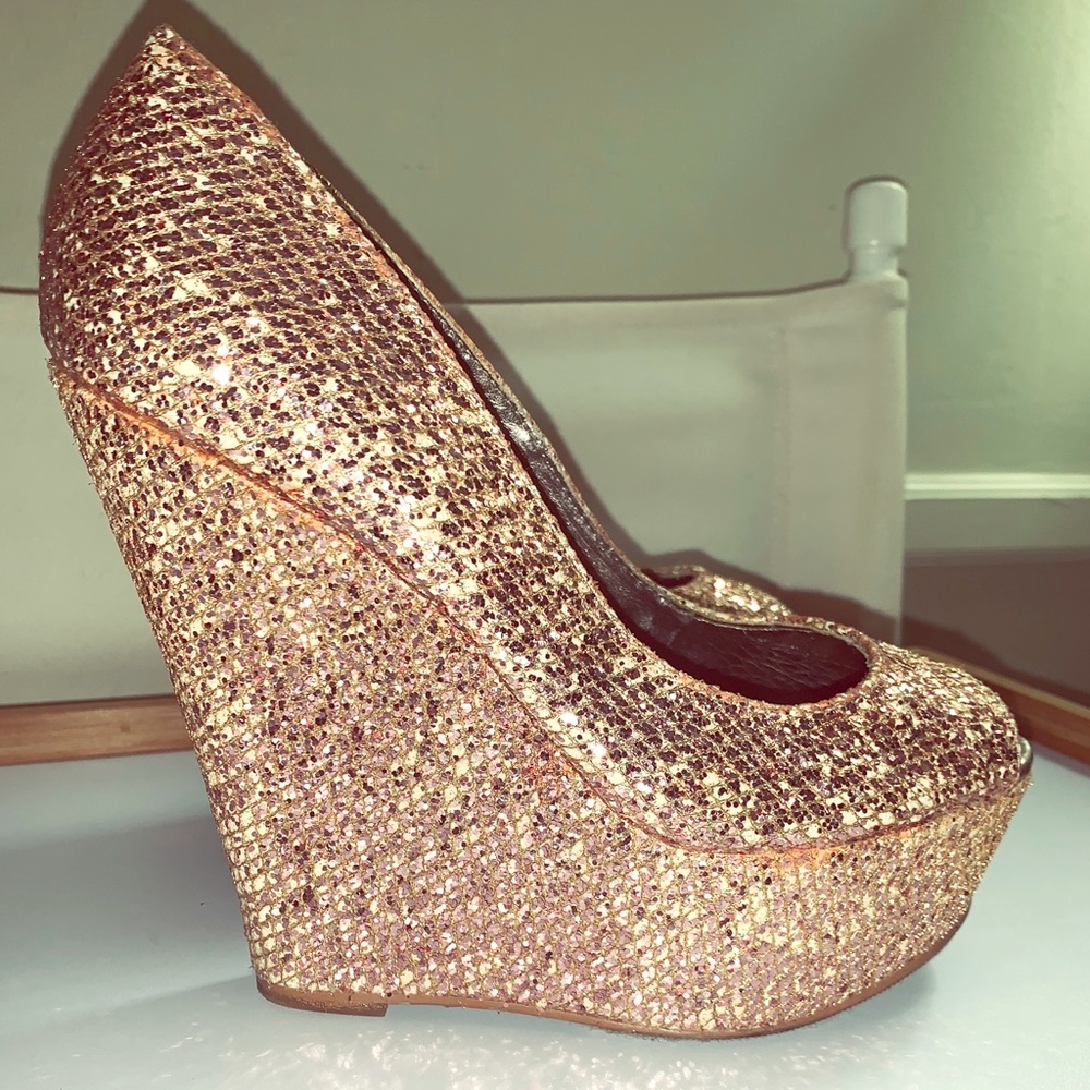 Pink glitter platforms
